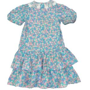 Vintage Jane Schaffhauser Belle France floral prairie drop waist dress, size 7